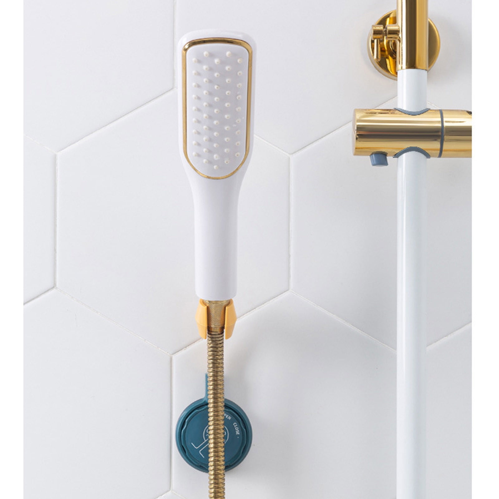 FETU 360/° Adjustable Rotatable Bathroom Shower Head Holder Adjustable Wall Mount No Drilling Bracket for Bathroom Home Black Adjustable Rotatable Shower Heads Wall Mount No-Punching