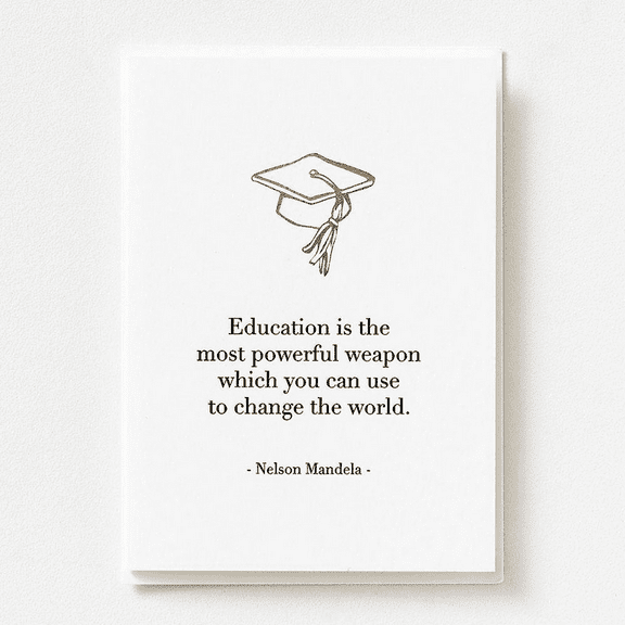 Graduation Card with Inspirational Quote – "Education is the most powerful weapon" by Nelson Mandela – Perfect for Graduates, Students, Commencement Celebrations