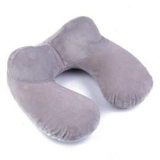 Almohada de viaje inflable, cojín de avión, almohada de viaje compacta y terciopelo (gris)