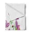 thumbnail image 2 of Green Flower Soft Flannel Fleece Blanket, Cosmos Bipinnatus Pattern Spring Season Flora Asteraceae Bloom Botany Element, Cozy Plush for Indoor and Outdoor Use, 60" x 80", Lilac Green, by Ambesonne, 2 of 5