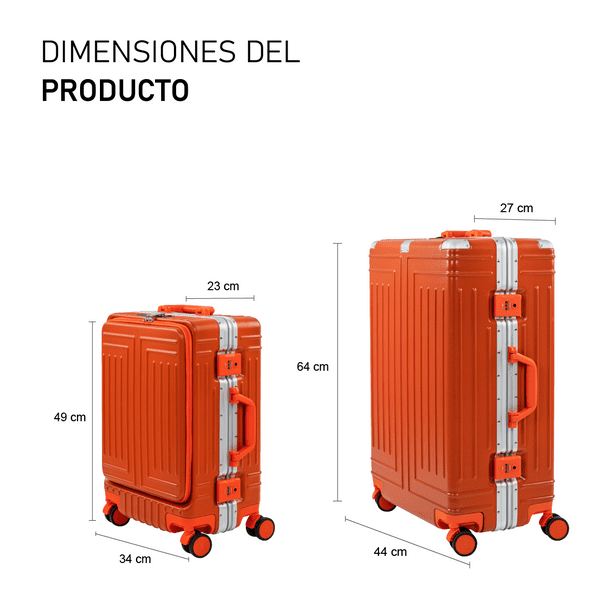 Maletas de Viaje 20 y 26 Pulgadas con Ruedas Equipaje de Mano y Cabina 10 kgs Candado TSA Color Naranja ROLLWAY RW LU02 Walmart en linea