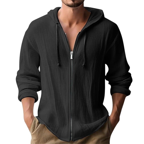 FINALGANG Men's Hoodie Solid Color Casual Zip Up Sweatshirt Long Sleeve Lightweight Zipper Coat For Outdoor Sports Stylish Sweatshirts