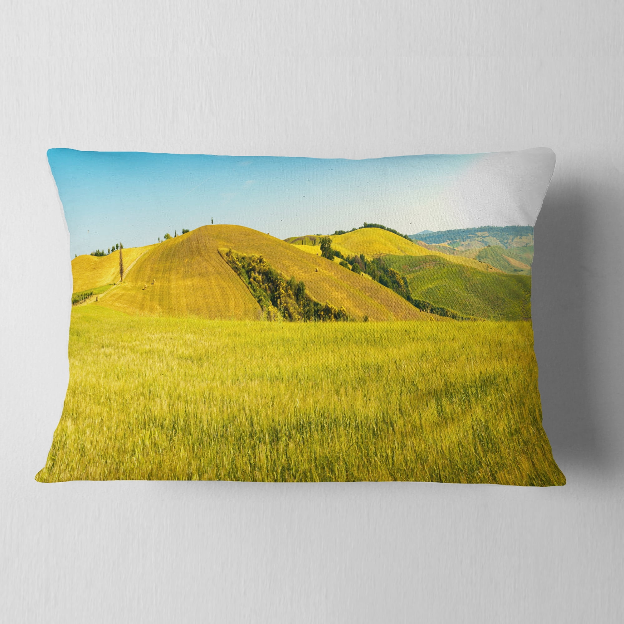 Designart 12" x 20" Blue Polyester Throw Pillow