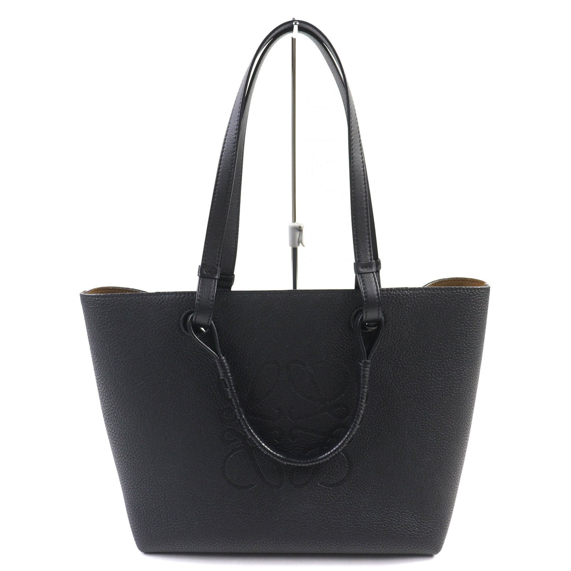New Prada Vitello Phenix Black Leather Embossed Logo Hobo Tote Bag
