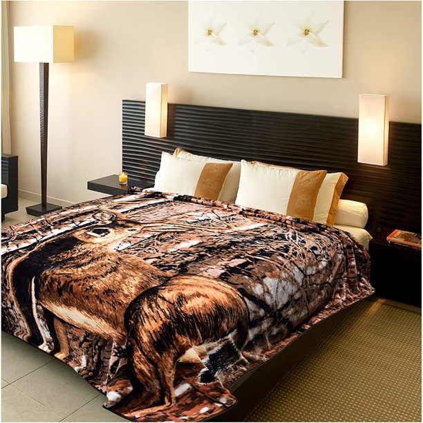 Deer Blanket Warm Throw Blanket, Animal Blanket Mink Blanket Korean