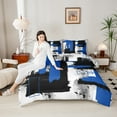 thumbnail image 4 of Erosebridal Graffiti Geometric Circle Bedding Queen Comforter Set,Modern Aesthetic Art Down Comforter,Blue Black White Bedding Sets Queen with Comforter,Breathable Room Decoration Reversible,3 Pieces, 4 of 8