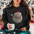 thumbnail image 4 of Ounisa Santa Claus Sweatshirt Women's Christmas Glitter Patch Letter Print Long Sleeve Pullover Top, 4 of 5