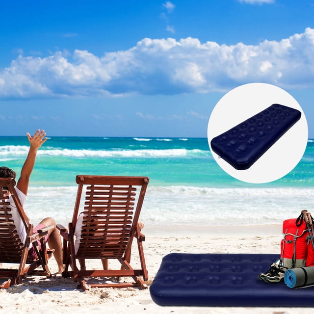 FONDOTIN 1 Pcs Matelas Gonflable d'Extérieur Bleu en Velours PVC Isolation Thermique Design de Camping