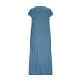 thumbnail image 4 of Xuniizn Robe en Coton et Lin pour Femme Grande Taille, Robe Chemise à Col en V, Décontractée, Couleur Unie, Boutonnée, Robe Maxi d'Été, P-3TG, 4 of 6