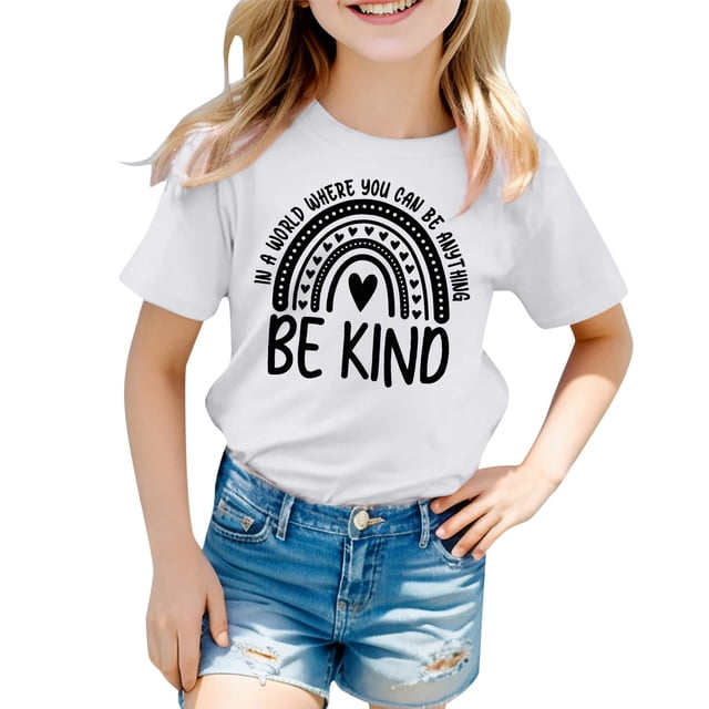 Dpytoraw T-Shirt Imprimé Respirant Mode Décontractée pour Filles Taille 12-13 Ans