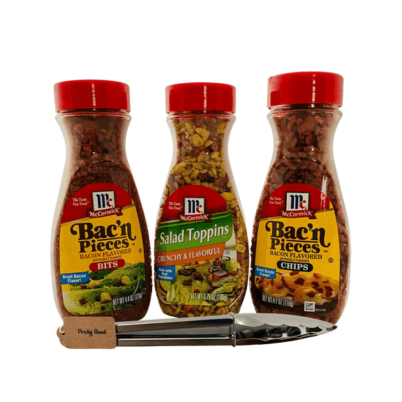 McCormick Bac'n Bits, Salad Toppins and Bac'n Chips With Perdy Good Tongs