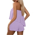 thumbnail image 3 of Womens 2 Piece Matching Outfits Bowknot Strapless Irregular Tube Top Shorts Sets Summer Casual Loungewear (XL, Purple), 3 of 8