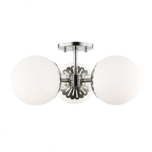 -Three Light Semi-Flush Mount in Style-17.5 inches Wide By 7.75 inches High-Polished Nickel Finish Bailey Street Home 735-Bel-2941778