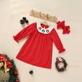 thumbnail image 3 of Zehjuhan Newborn Baby Girl Sweet Long Sleeve Cartoon Xmas Wreath Embroidered Party Dress for Holiday Red，3-6M, 3 of 11