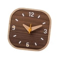 thumbnail image 2 of Reloj de mesa analógico pequeño de madera, cuadrado, silencioso, sin , para mesita de noche, 13,4 x 13,4 x 2,5 cm, para usos múltiples, 2 of 8