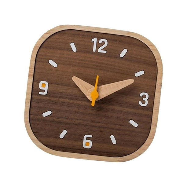 Reloj analógico de madera para escritorio, reloj de noche