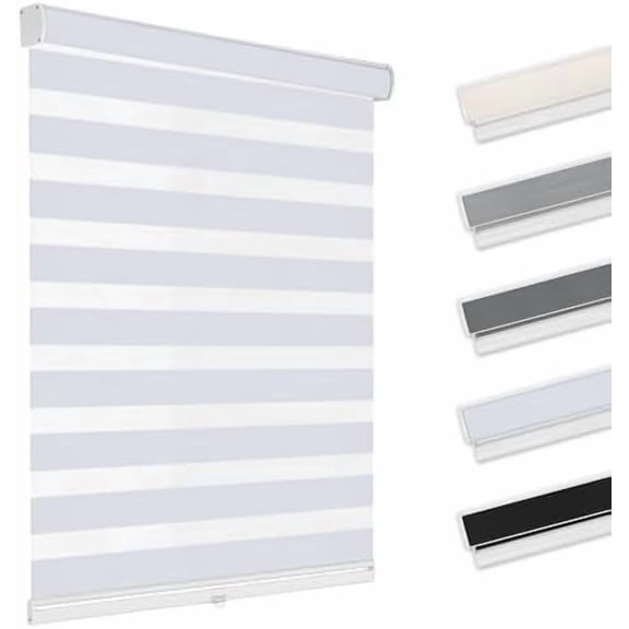 Cordless Zebra Blinds for Windows Free-Stop Roller Shades(White,65" W x 64" H) Dual Layer Blackout Privacy for Day and Night, Home,Office,Bedroom,Bathroom$$Home Decor, Kitchen, & Other