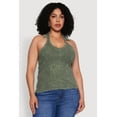 thumbnail image 2 of Womens Plus Size Ribbed Knit Acid Wash Halter Top, 2 of 5