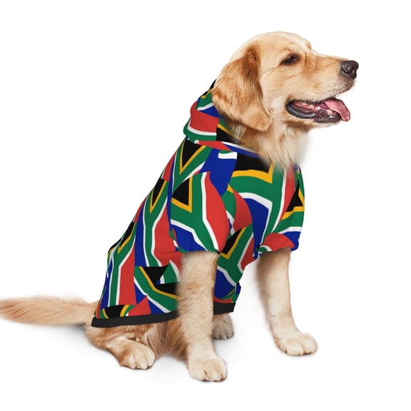 Dog Hoodie Pet Clothes South African Flag Sweater Sweatshirts Pullover Coat for Large Medium Dogs Small