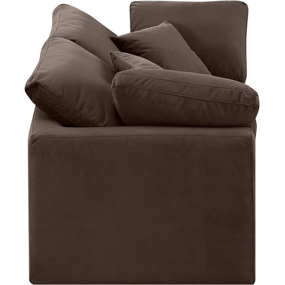 Meridian Furniture Indulge 70" Velvet Modular Sofa w/ Latch Underneath in Brown