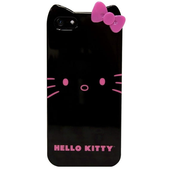 Sanrio Hello Kitty Shockproof Oil Painting Flower Cell Phone Case for Apple iPhone 5/5s, Black&Pink