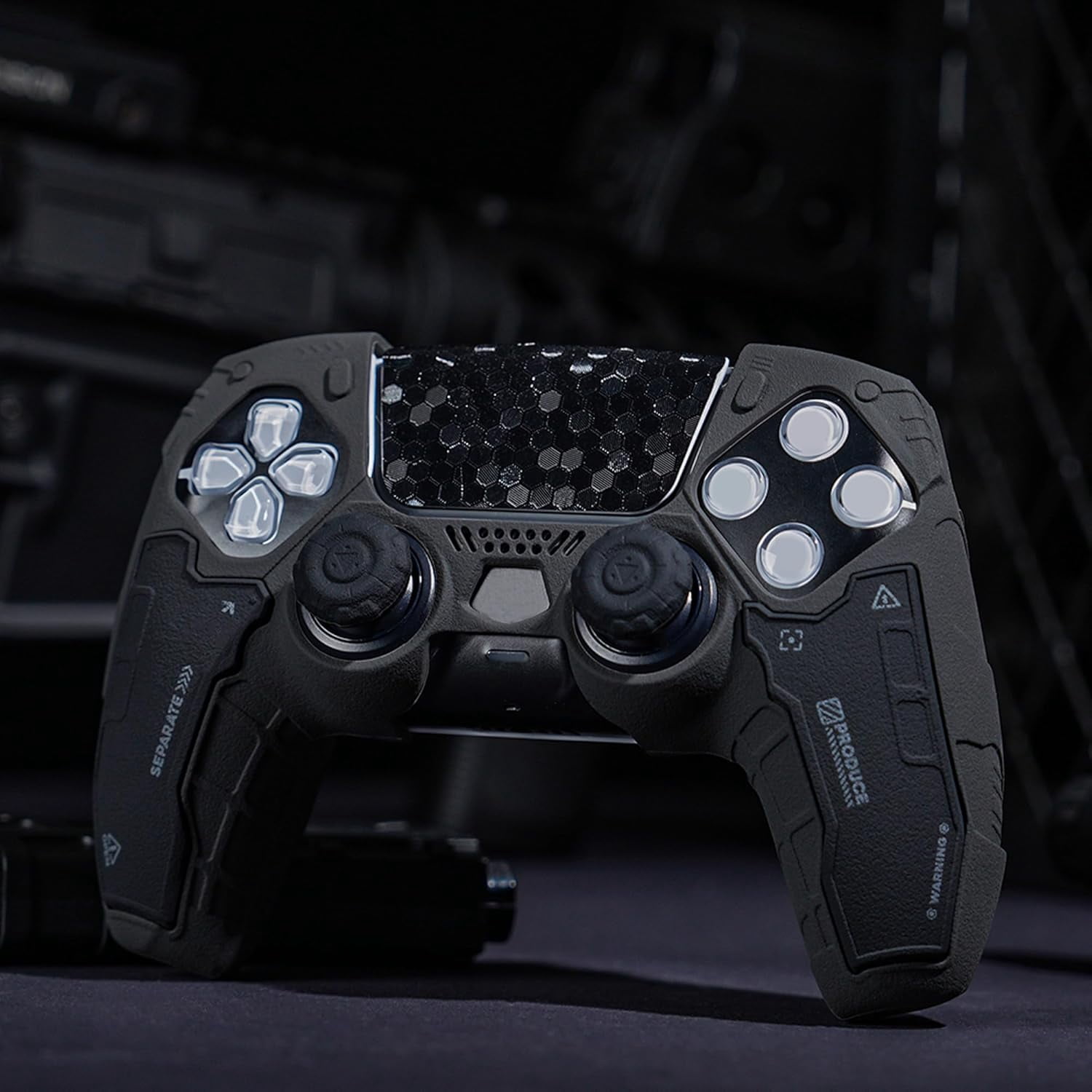 GeekShare PS5 Skin Silicone Protective Case + Thumb Grip + Sticker for PlayStation5 Controller Black