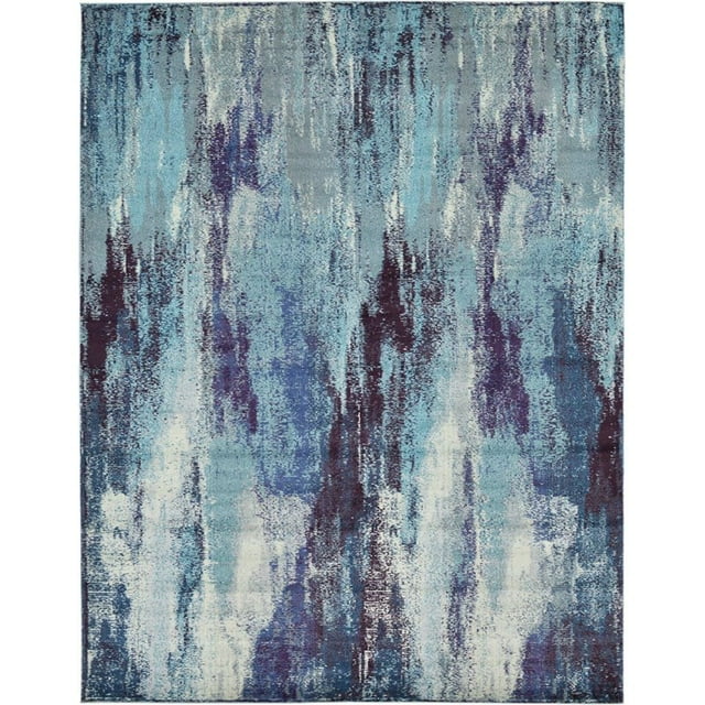 Unique Loom Jardin Abstract Watercolor Rug 10' x 13' Rectangle Blue/Gray