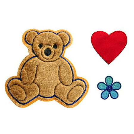 Altotux Brown Teddy Bear Red Heart Blue Flower Kaylee Firefly Costume Embroidered Sew On Patches Applique DIY Cosplay Craft Supplies