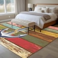 thumbnail image 4 of Large Area Rugs for Living Room Bedroom, Nautical Anchor 5'x8' Rug Washable Carpet Runner Indoor Outdoor, Country Vintage Colorful Wooden Plank Non Slip Floor Mats Rug for Kitchen, Bathroom, 4 of 8