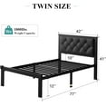 thumbnail image 4 of Laisnet Twin Size Upholstered Bed Frame with Faux Leather Button Tufted Headboard & Metal Slat Support, 4 of 7