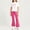 Hot Pink, variant on Xdegoge Girls Outfit 2 Piece Short Sleeve Crewneck Graphic Cute T Shirt and Bell Bottom Flare Pants Set Casual First Day Of School Daily Sets 2-14 Years