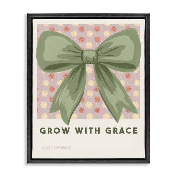 Stupell Industries Grow With Grace Ribbon Black Framed Floater Canvas Wall Art, design by Courtney Haley, 21 x 17