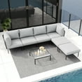 thumbnail image 3 of LayinSun 7 Pieces Aluminum Patio Furniture Set, Modern Modular Sectional Sofa with Coffee Table and Upgrade Thickness Cushion, 3 of 8