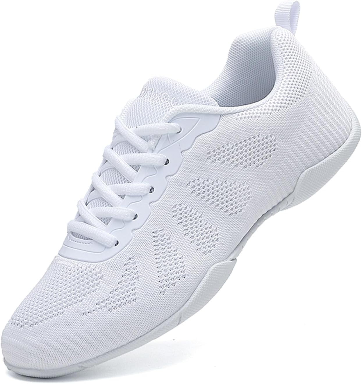 Girls White Cheerleading Cheer Shoes Womens Dance Sneakers Athletic Training Tennis Breathable Competition Walking Shoes