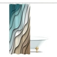 thumbnail image 3 of Fabric Teal Blue Shower Curtain Set 60Wx72H Inch Aesthetic Ombre Brown Cream Shower Curtain Modern Geometric Bath Curtain Decor for Men Abstract Beach Bathroom Decorative Bathtub Accessories, 3 of 6