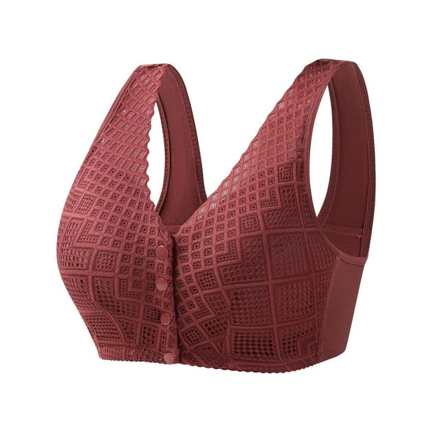 GDREDA Wireless Comfort Bra Womens No Steel Ring Front Close Bra T Back Plus Size Seamless Unlined Bra For Large Bust A,46
