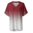 thumbnail image 4 of Kayannuo Blouses for Women Tee Shirts for Women Women's Fashion Casual Gradient V-neck Short Sleeve Loose T-shirt Tops, 4 of 4