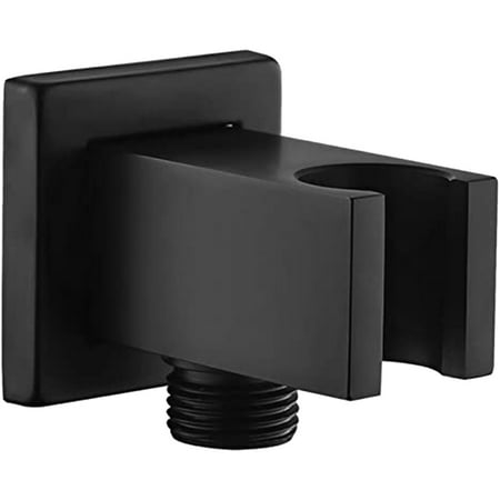 

Wall Supply Elbow with Hand Shower Holder Brass Square 1/2 inch Shower Hose Fitting Wall Mount Bracket with Spout Black