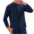 thumbnail image 2 of Dianli Fashion Casual Men's Solid Color Stand Collar Long Sleeve Shirt with Special Button Detail, Slim Casual-Fit Button-Front Stand-up Collar Top for Everyday Travel, 2 of 6