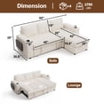 thumbnail image 3 of 85" Modular 3 Seat L Shaped Couch with comfortable Backrest|USB Ports|Cup Holders|Side Table|Storage Chaise Armrests, 3 of 8