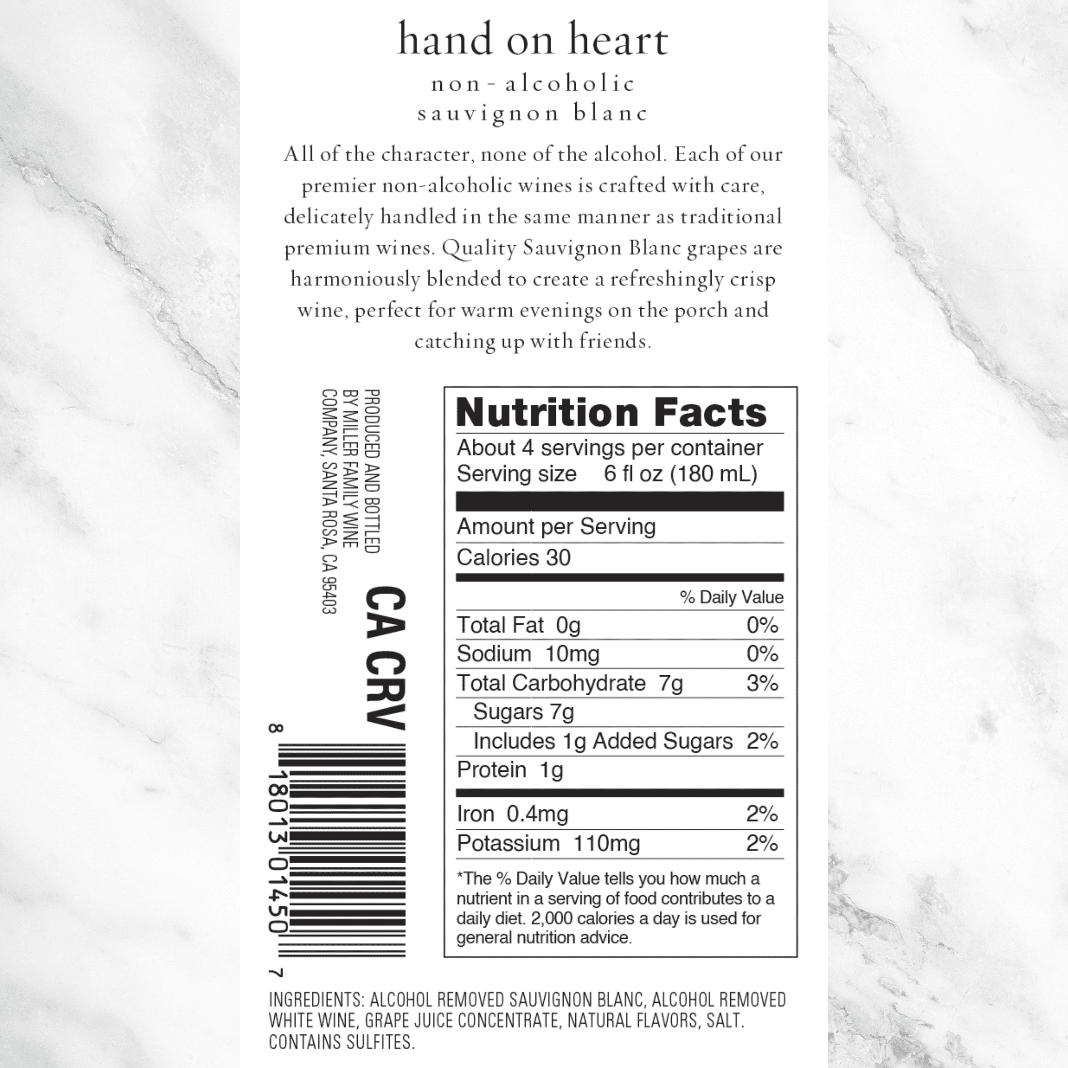 Hand on Heart Non-Alcoholic Sauvignon Blanc - 4 Pack