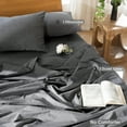 thumbnail image 4 of MooMee Duvet Cover Set Twin 100% Washed Cotton Linen Like Textured Breathable Soft Lightweight 2-Piece (Dark Grey, 68"x90"), 4 of 8