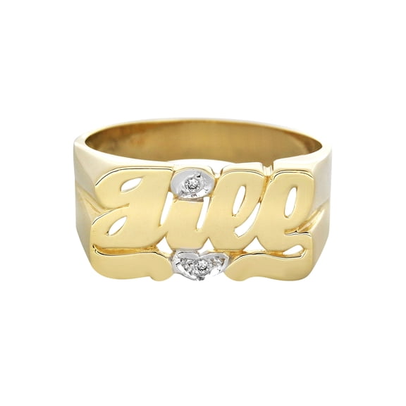 14K Diamond Heart Gold Name Ring | Appx. 4.7 Grams