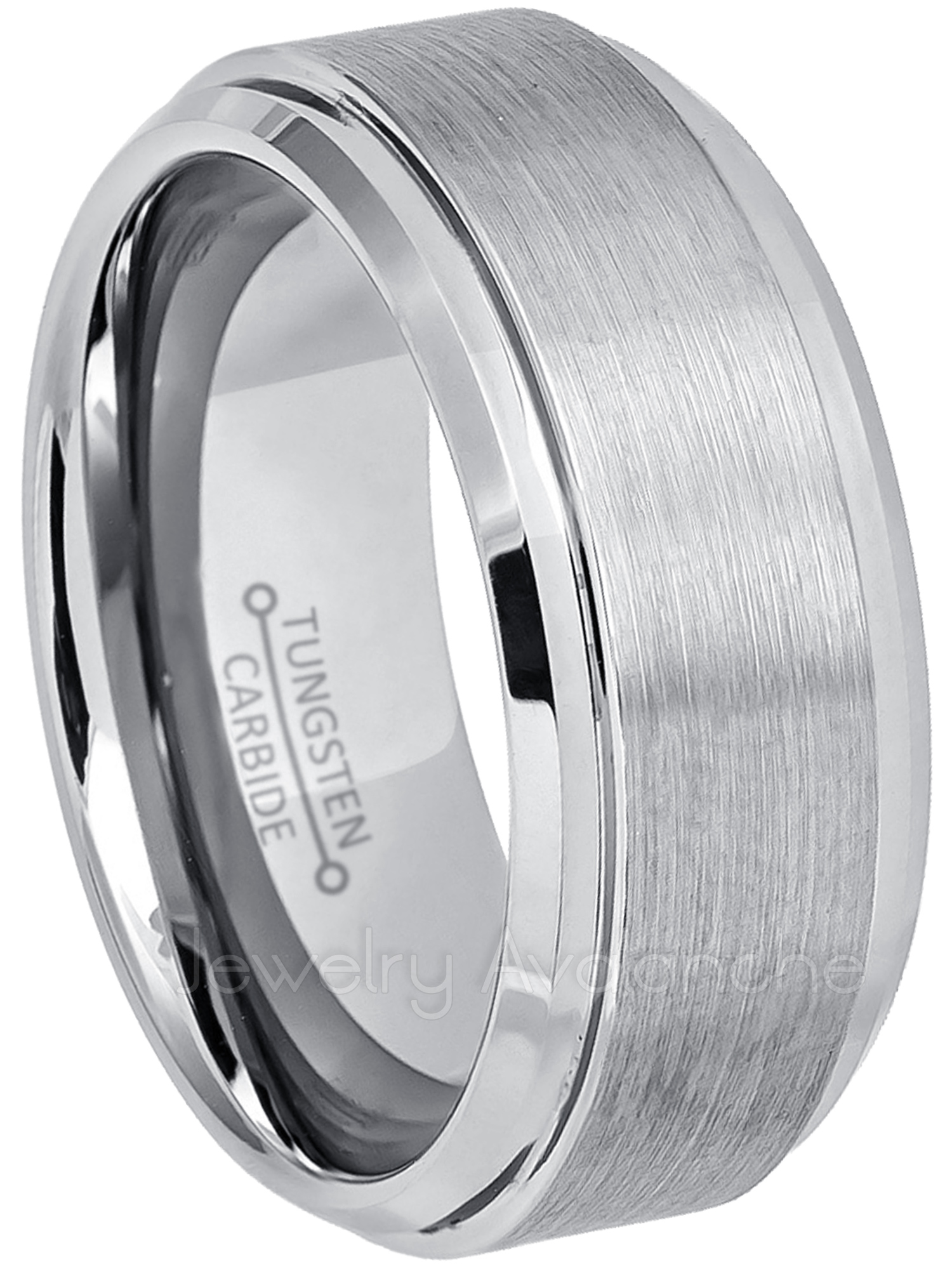 Jewelry Avalanche - Mens Tungsten Ring - 9mm Brushed Finish Comfort Fit Tungsten Carbide Wedding ...