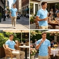 thumbnail image 4 of Polo Shirts for Men Solid Collared Short Sleeve Golf Shirts Classic 3 Buttons Shirts Sky Blue 2XL, 4 of 5
