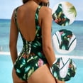 thumbnail image 5 of BERANMEY Women's Tropical Print One Piece Swimsuit with Cover up Beach Skirt Sarong Two Piece Floral Printed V Neck Tummy Control High Cut Monokini Swimsuit Bathing Suit Women's Swimwear & Clothing, 5 of 11