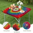 thumbnail image 4 of Colorful Tie Dye Pattern Square Fitted Tablecloth with Elastic Edge,Square Table Cover,Washable Elastic Table Cover for Home Kitchen Party Decor 34"x34", 4 of 6