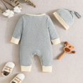 thumbnail image 5 of ABATAB Newborn Baby Romper Clothes Girl Boy Coming Home Outfit Cute Ribbed Knit One Piece Jumpsuit Clothes with Hat, 5 of 7