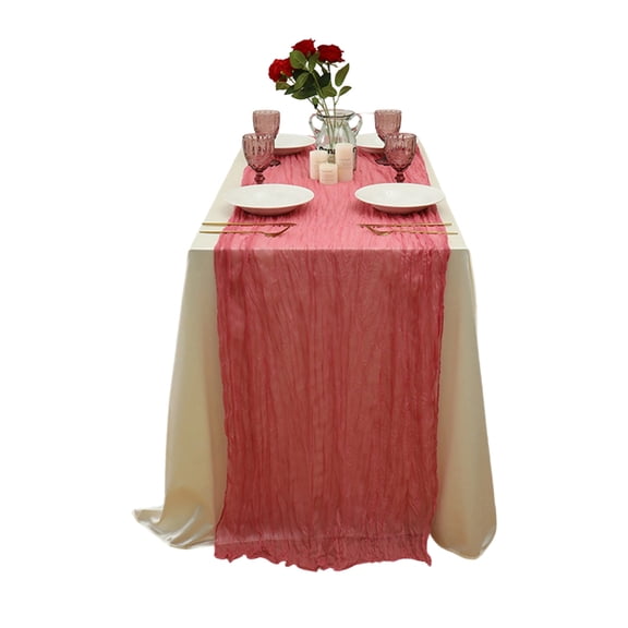 bestolf Boho Cheesecloth Table Runner Rustic Wrinkled Table Runner Elegant Table Runner for Wedding Bridal Shower Party Dining Table Decor