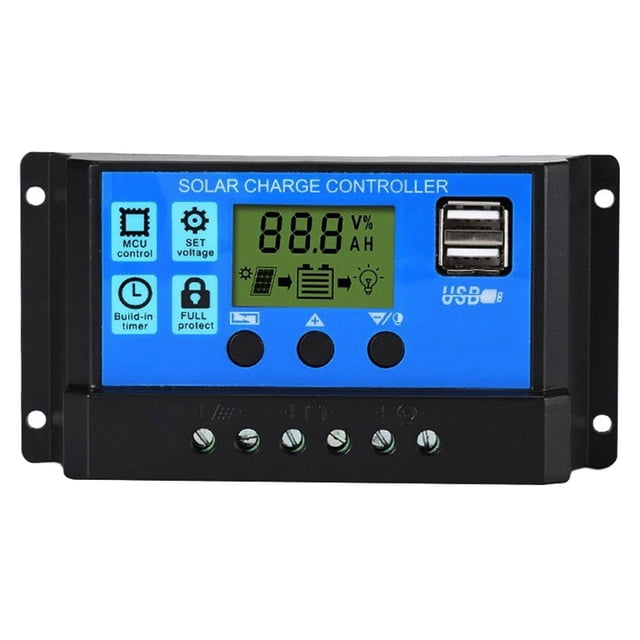 Controlador de carga solar Sunnimix Dual USB Protección contra cortocircuitos Pantalla LCD para Batería AGM